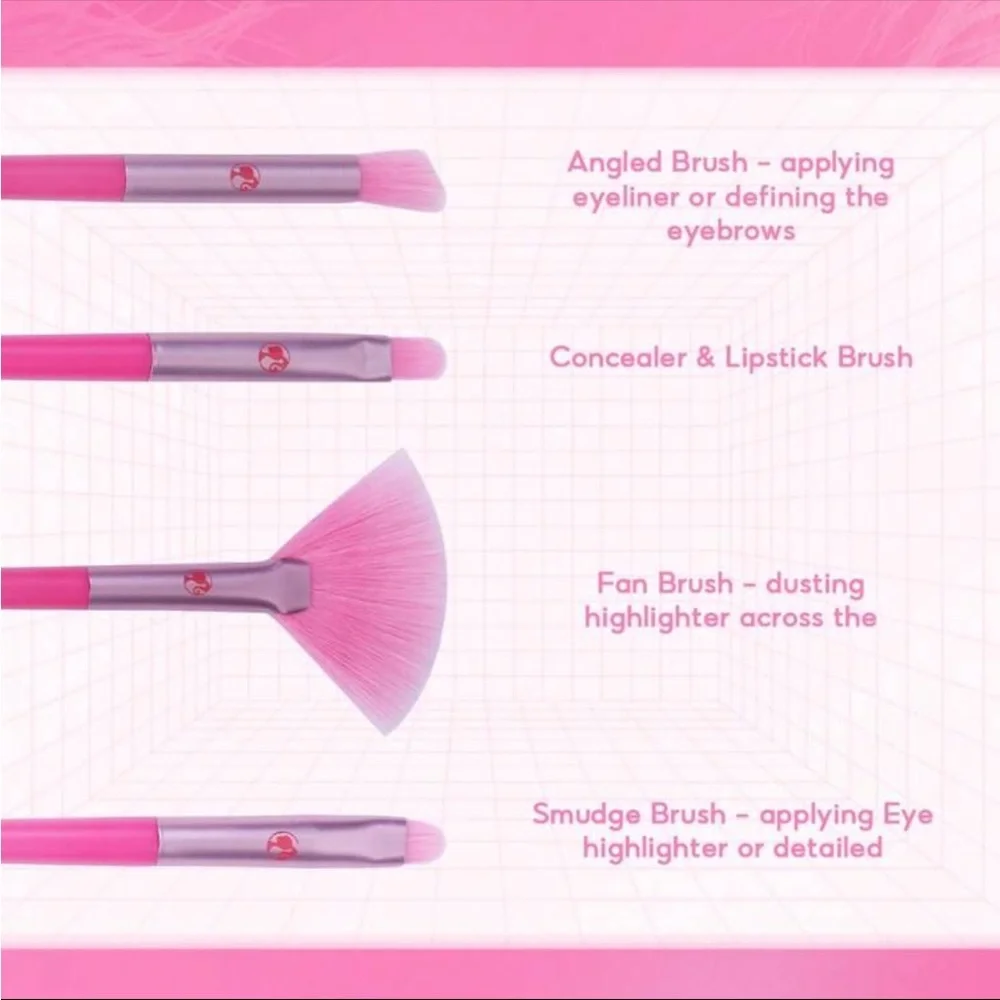 Barbie 8 Piece Makeup Brush Set, Limited Edition Barbie Makeup Brushes